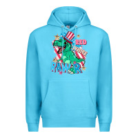 Ocean Blue Red white rawr Premium Hoodie - FaDigitalArtStudio