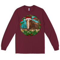 Burgundy Brown Horse Christmas Long Sleeve Tee - RanaPortraitStore