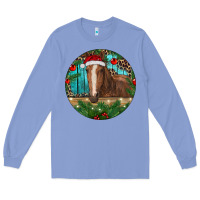 Colony Blue Brown Horse Christmas Long Sleeve Tee - RanaPortraitStore