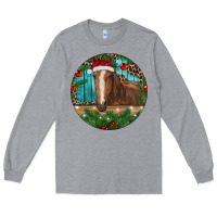 Heather Grey Brown Horse Christmas Long Sleeve Tee - RanaPortraitStore