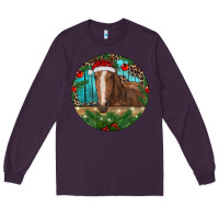 Plum Brown Horse Christmas Long Sleeve Tee - RanaPortraitStore