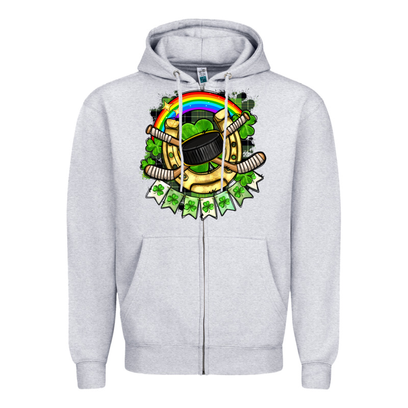 St. Patrick's Day Hockey Zipper Hoodie by FaDigitalArtStudio | Teevron