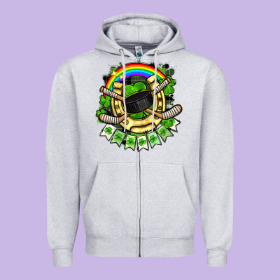 St. Patrick's Day Hockey Zipper Hoodie Designed By Fadigitalartstudio