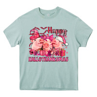 Arona Happy Hallothanksmas Pigs pink Heavy Core Tee - NancyCooperArtShop