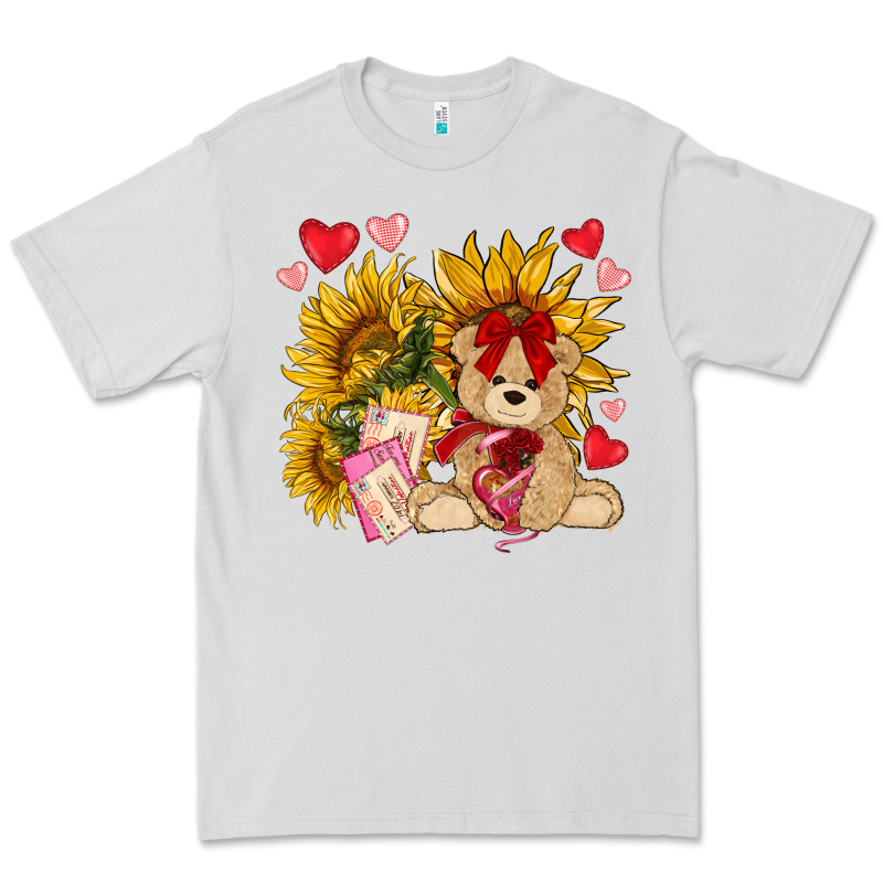 Valentines Day Sunflowers With Bear Hjf Premium Tee by NancyCooperArtShop | Teevron