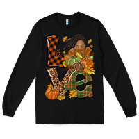 Black Love Fall with afro woman Long Sleeve Tee - NancyCooperArtShop