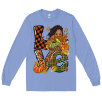 Colony Blue Love Fall with afro woman Long Sleeve Tee - NancyCooperArtShop