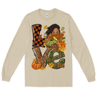 Mushroom Love Fall with afro woman Long Sleeve Tee - NancyCooperArtShop