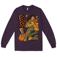 Plum Love Fall with afro woman Long Sleeve Tee - NancyCooperArtShop
