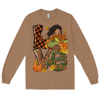 Toasted Coconut Love Fall with afro woman Long Sleeve Tee - NancyCooperArtShop