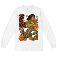 White Love Fall with afro woman Long Sleeve Tee - NancyCooperArtShop