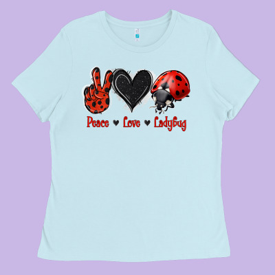Peace Love Ladybug Ladies Tee Designed By Jasminsmagicworld