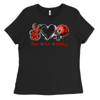 Black Peace Love Ladybug Ladies Tee - Jasminsmagicworld