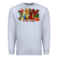 Heather Grey Joy To The World Premium Sweatshirt - CowhideDigitalArt