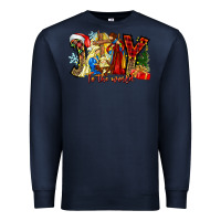 Navy Joy To The World Premium Sweatshirt - CowhideDigitalArt