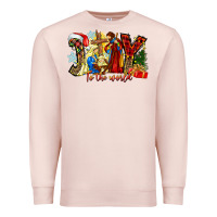 Pale Pink Joy To The World Premium Sweatshirt - CowhideDigitalArt
