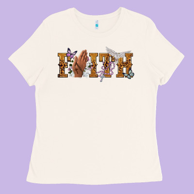 Faith With Praying Hands Ladies Tee Designed By Nancycooperartshop