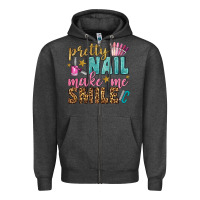 Charcoal Heather pretty nail make me smile bbs Zipper Hoodie - BundleAndBundleShop