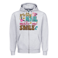 Heather Grey pretty nail make me smile bbs Zipper Hoodie - BundleAndBundleShop
