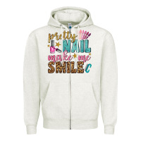 Oatmeal Heather pretty nail make me smile bbs Zipper Hoodie - BundleAndBundleShop