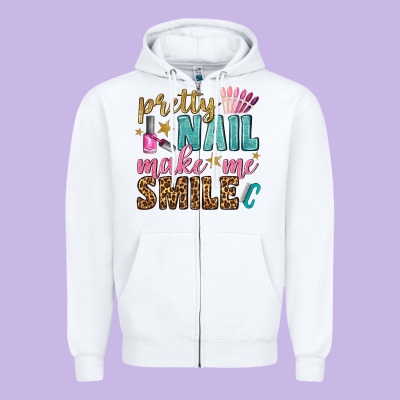 Pretty Nail Make Me Smile Bbs Zipper Hoodie Designed By Bundleandbundleshop