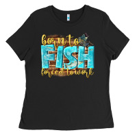 Black born to fish forced to work Ladies Tee - NancyCooperArtShop