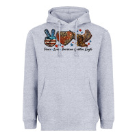 Heather Grey Western Peace Love American Golden Eagle Heavyweight Hoodie - LillyAllenDesigns