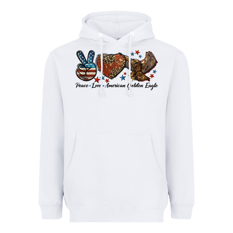 Western Peace Love American Golden Eagle Heavyweight Hoodie by LillyAllenDesigns | Teevron