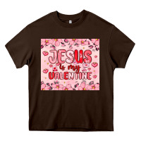 Chocolate Brown jesus is my valentine Heavy Core Tee - MaliasSmallBusiness