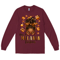 Burgundy have a melanin christmas afro messy bun Long Sleeve Tee - texasbilliewilder