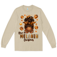 Mushroom have a melanin christmas afro messy bun Long Sleeve Tee - texasbilliewilder