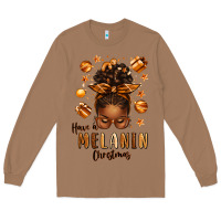 Toasted Coconut have a melanin christmas afro messy bun Long Sleeve Tee - texasbilliewilder