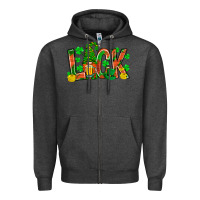 Charcoal Heather luck with gnome and beer bbs Zipper Hoodie - BundleAndBundleShop