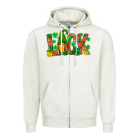 Oatmeal Heather luck with gnome and beer bbs Zipper Hoodie - BundleAndBundleShop