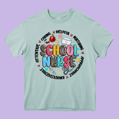 School Nurse Heavy Core Tee Designed By Maliassmallbusiness