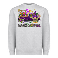 Heather Grey Happy Mardi carnival with truck Heavyweight Sweatshirt - HowdyJamesFarm