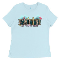 Baby Blue faith can move mountains cross Ladies Tee - NancyCooperArtShop
