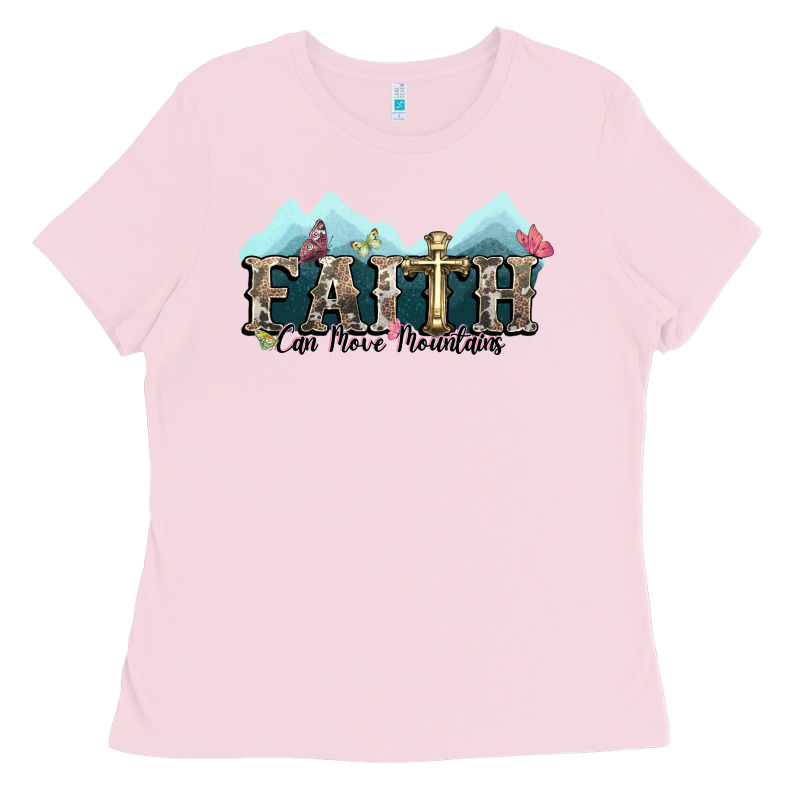Faith Can Move Mountains Cross Ladies Tee by NancyCooperArtShop | Teevron