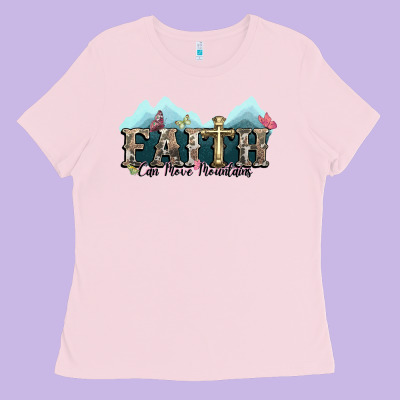 Faith Can Move Mountains Cross Ladies Tee Designed By Nancycooperartshop