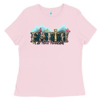 Bubblegum Pink faith can move mountains cross Ladies Tee - NancyCooperArtShop