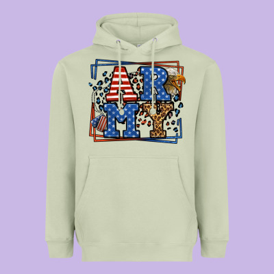 Army Veteran Leopard Frame 4th Of July Heavyweight Hoodie Designed By Lillyallendesigns