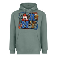 Sage Army Veteran leopard frame 4th of July Heavyweight Hoodie - LillyAllenDesigns
