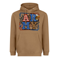 Toasted Coconut Army Veteran leopard frame 4th of July Heavyweight Hoodie - LillyAllenDesigns