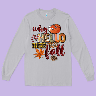 Why Hello There Fall Long Sleeve Tee Designed By Nancycooperartshop