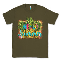 Army Green hello summer pineapple Classic Tee - BarkalooDesign