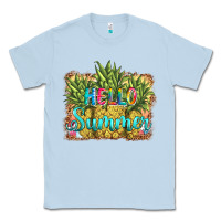 Dusty Blue hello summer pineapple Classic Tee - BarkalooDesign