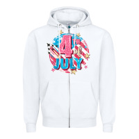 White 4th of July Zipper Hoodie - FaDigitalArtStudio
