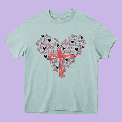 Retro Christian Valentine Heavy Core Tee Designed By Maliassmallbusiness