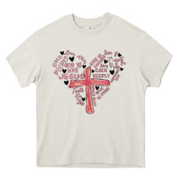 Cream retro christian valentine Heavy Core Tee - MaliasSmallBusiness