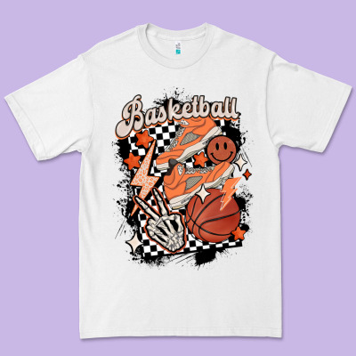 Checkered Retro Basketball Premium Tee Designed By Maliassmallbusiness